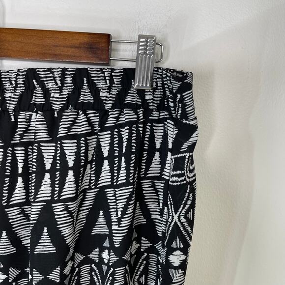 B Design pants women's large slacks soft wide legged pull on black graphic print - Picture 4 of 13